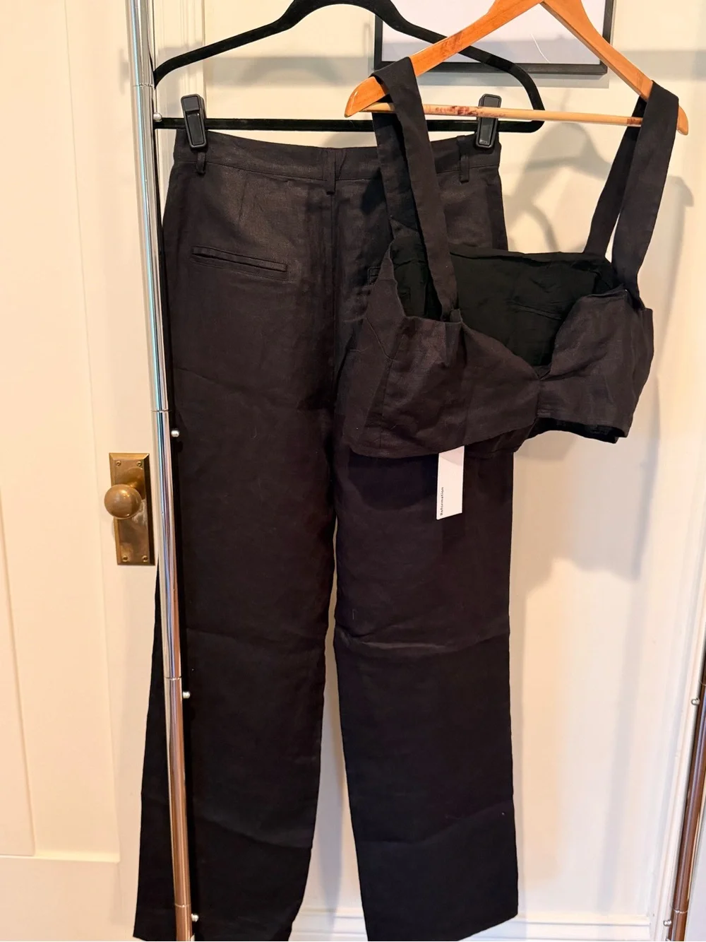 Reformation Black Linen Two Piece Set